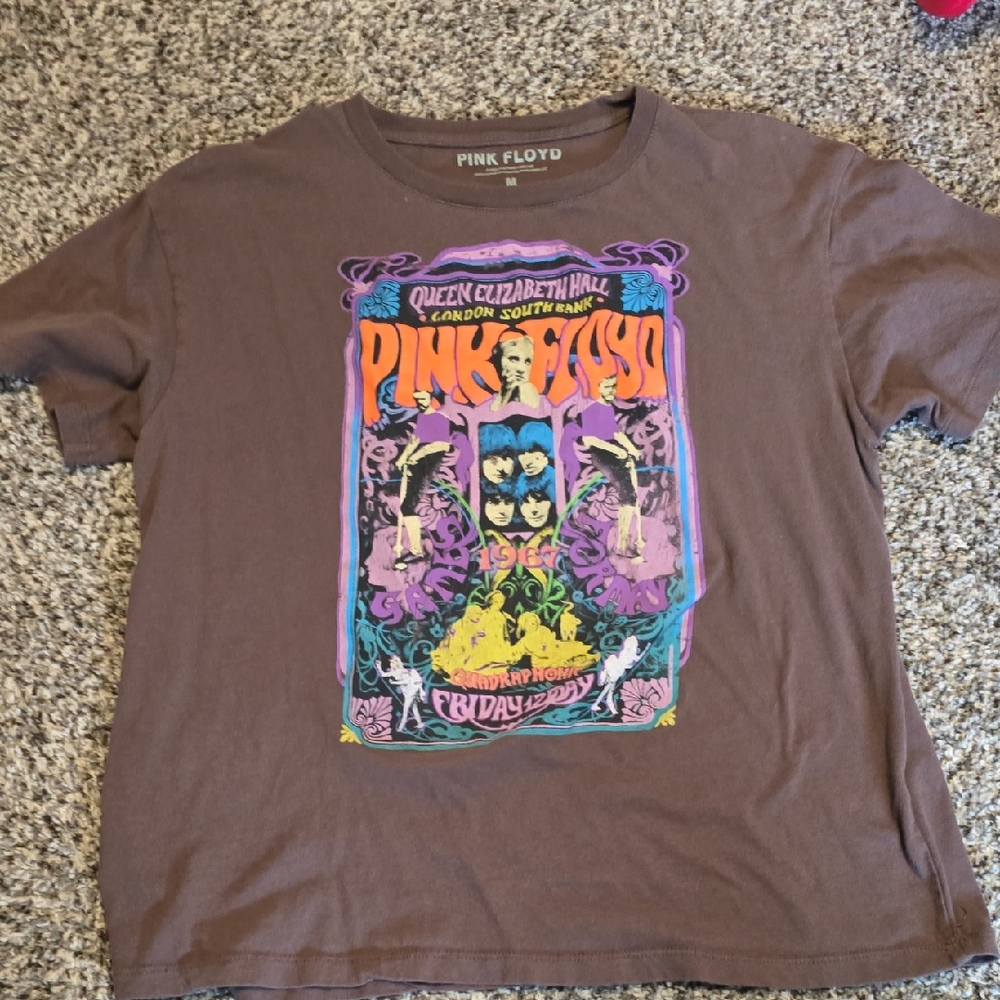 Pink Floyd Brown Short Sleeve Tee Psychedelic Print